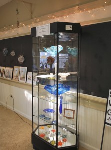 Artist display of blown glass